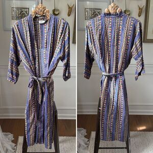 Vintage 90s Jacobson’s Lightweight Tribal Print Robe Purple Green Tan OSFM Unise